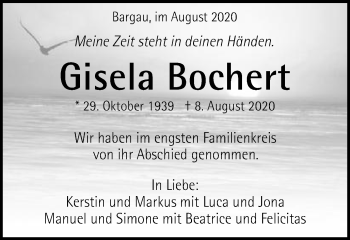 Traueranzeige von Gisela Bochert von Gmünder Tagespost