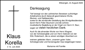 Traueranzeige von Klaus Korella