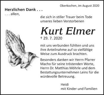 Traueranzeige von Kurt Elmer von Amtsblatt_Oko