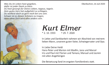 Traueranzeige von Kurt Elmer von Schwäbische Post
