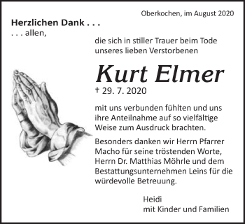 Traueranzeige von Kurt Elmer von Schwäbische Post