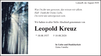 Traueranzeige von Leopold Kreuz von Gmünder Tagespost