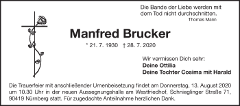 Traueranzeige von Manfred Brucker von Schwäbische Post