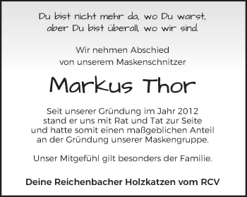 Traueranzeige von Markus Thor von Schwäbische Post