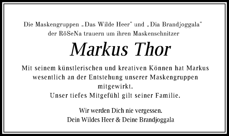  Traueranzeige für Markus Thor vom 21.08.2020 aus Schwäbische Post