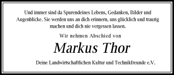 Traueranzeige von Markus Thor von Schwäbische Post