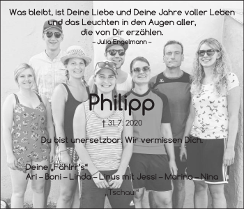 Traueranzeige von Philipp Egetenmeyer von Schwäbische Post