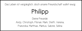 Traueranzeige von Philipp Egetenmeyer von Schwäbische Post