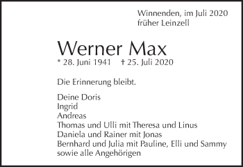 Traueranzeige von Werner Max von Gmünder Tagespost