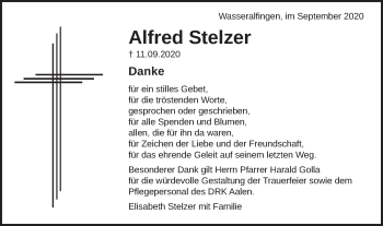 Traueranzeige von Alfred Stelzer von Schwäbische Post
