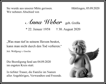 Traueranzeige von Anna Weber von Schwäbische Post