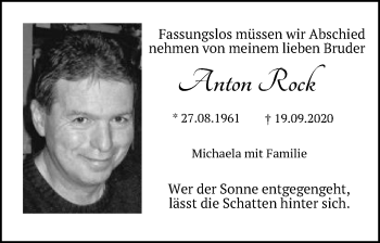 Traueranzeige von Anton Rock von Schwäbische Post