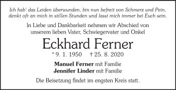 Traueranzeige von Eckhard Ferner von Schwäbische Post