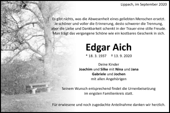 Traueranzeige von Edgar Aich von Schwäbische Post