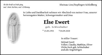 Traueranzeige von Else Ewert von Schwäbische Post