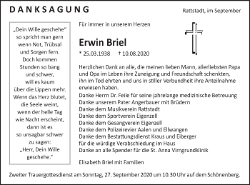 Traueranzeige von Erwin Briel von Schwäbische Post