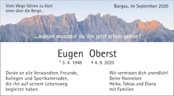Traueranzeige von Eugen Oberst von Gmünder Tagespost