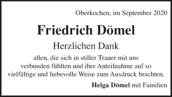 Traueranzeige von Friedrich Dömel von Amtsblatt_Oko
