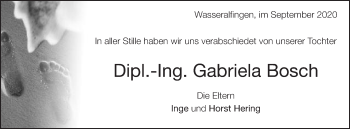 Traueranzeige von Gabriela Bosch von Schwäbische Post