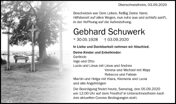 Traueranzeige von Gebhard Schuwerk von Schwäbische Post