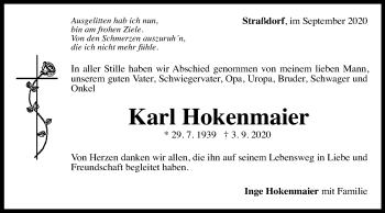 Traueranzeige von Karl Hokenmaier von Gmünder Tagespost