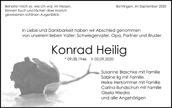 Traueranzeige von Konrad Heilig von Gmünder Tagespost