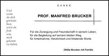 Traueranzeige von Manfred Brucker von Schwäbische Post