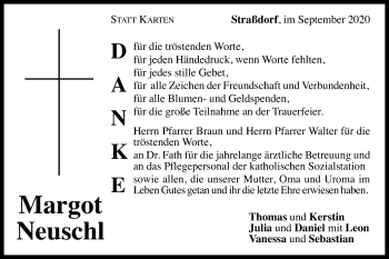 Traueranzeige von Margot Neuschl von Gmünder Tagespost