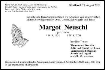 Traueranzeige von Margot Neuschl von Gmünder Tagespost