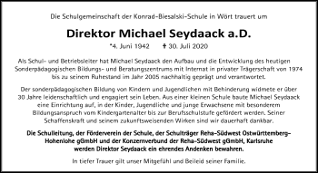 Traueranzeige von Michael Seydaack von Schwäbische Post
