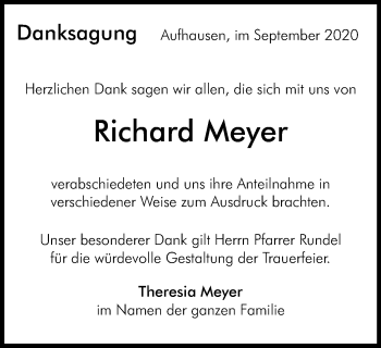 Traueranzeige von Richard Meyer von Schwäbische Post