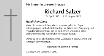 Traueranzeige von Richard Salzer von Schwäbische Post