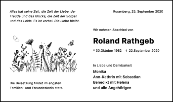 Traueranzeige von Roland Rathgeb von Schwäbische Post