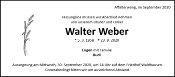 Traueranzeige von Walter Weber von Schwäbische Post