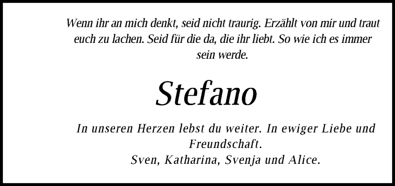  Traueranzeige für Stefano Capranzano vom 19.03.2015 aus Schwäbische Post