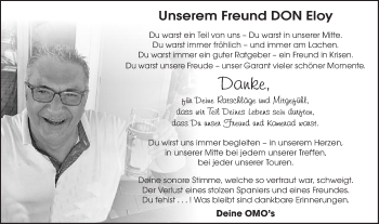 Traueranzeige von Eloy  von Schwäbische Post