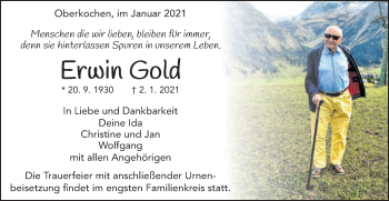 Traueranzeige von Erwin Gold von Schwäbische Post