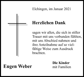 Traueranzeige von Eugen Weber von Schwäbische Post