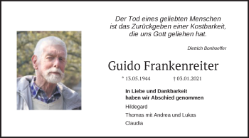 Traueranzeige von Guido Frankenreiter von Schwäbische Post