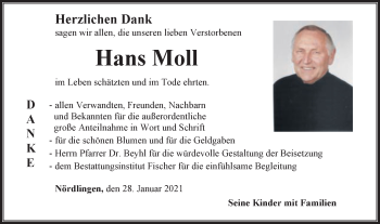 Traueranzeige von Hans Moll von Schwäbische Post