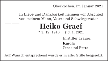 Traueranzeige von Heiko Graef von Amtsblatt_Oko