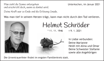 Traueranzeige von Helmut Schröder von Schwäbische Post