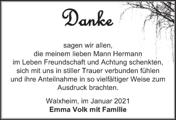 Traueranzeige von Hermann Volk von Schwäbische Post
