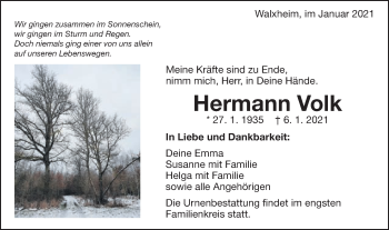Traueranzeige von Hermann Volk von Schwäbische Post