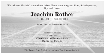 Traueranzeige von Joachim Rother von Schwäbische Post