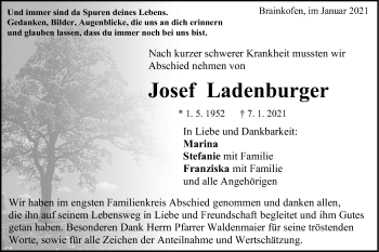 Traueranzeige von Josef Ladenburger