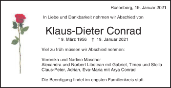 Traueranzeige von Klaus-Dieter Conrad