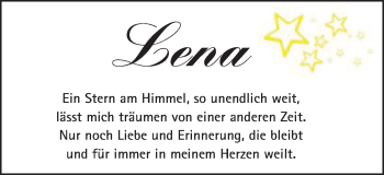 Traueranzeige von Lena  von Schwäbische Post