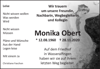Traueranzeige von Monika Obert von Schwäbische Post
