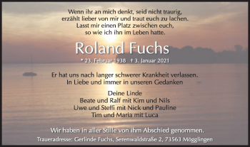 Traueranzeige von Roland Fuchs von Gmünder Tagespost
